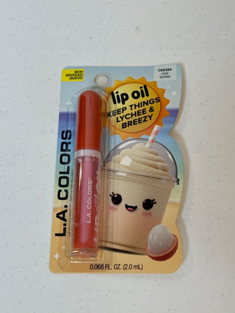 L.A. Colors Bubble Tea Cool Lychee Sheer Juicy Shine Lip Oil New